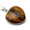 Tiger Eye Silver Rim Heart Pendant ~30mm