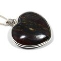 Tiger Iron Silver Rim Heart Pendant