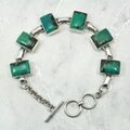 Turquoise 925 Sterling Silver Rectangle Bracelet (Length 195mm)
