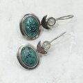 Turquoise & Moonstone 925 Silver Drop Earrings ~39mm