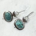 Turquoise & Moonstone 925 Silver Drop Earrings ~39mm