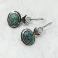 Turquoise & Moonstone 925 Silver Drop Earrings ~39mm