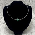 Turquoise Nugget Pendant & Silver Metal Choker ~17mm