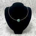 Turquoise Nugget Pendant & Silver Metal Choker ~20mm