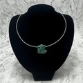 Turquoise Nugget Pendant & Silver Metal Choker ~26mm