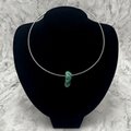 Turquoise Nugget Pendant & Silver Metal Choker ~27mm