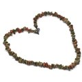 Unakite Gemstone Chip Necklace with Clasp