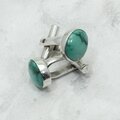 Variscite 925 Antique Silver Cufflinks ~13mm