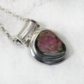 Watermelon Tourmaline & Silver Pendant ~26mm