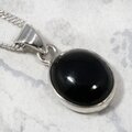 Whitby Jet Oval 925 Silver Pendant ~13mm