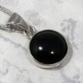 Whitby Jet Round 925 Silver Pendant ~13mm