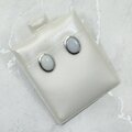 White Opal 925 Silver Oval Stud Earrings ~mm
