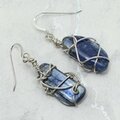 Wire Blue Kyanite 925 Silver Drop Earrings ~37mm