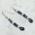 Wire Gemstone 925 Silver Sun Drop Earrings ~47mm