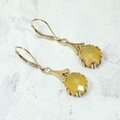 Yellow Jade Art Deco 9ct Gold Drop Earrings ~25mm