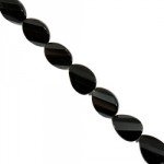 Black Obsidian Crystal Beads - 20mm Facet Twist Oval