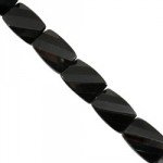 Black Obsidian Crystal Beads - 25mm Facet Twist Rectangle
