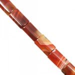 Carnelian Crystal Beads - 24mm Puff Rectangle