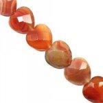 Carnelian Crystal Beads - 25mm Faceted Heart