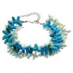Turquoise howlite, Freshwater Pearl & Shell Bracelet