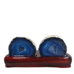 Agate Lovers Pair In Wooden Base - Blue ~8.2 x 18cm