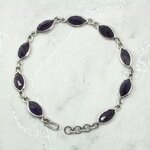 Amethyst & 925 Sterling Silver Marquise Bracelet (Length 195mm)