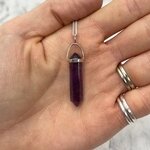 Amethyst & Silver Double Terminated Point Pendant ~32mm