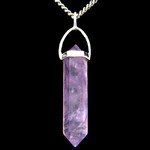 Amethyst & Silver Polished Double Terminated Point Pendant - 35mm