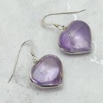 Amethyst Heart 925 Silver Drop Earrings ~17mm
