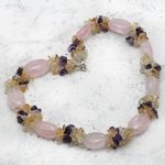 Rose Quartz Necklace With Mixed Gemstones