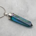 Aqua Aura Quartz Point Healing Crystal 925 Silver Pendant ~37mm