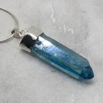 Aqua Aura Quartz Point Healing Crystal 925 Silver Pendant ~39mm