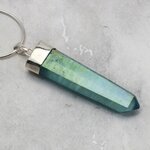 Aqua Aura Quartz Point Healing Crystal 925 Silver Pendant ~45mm