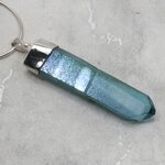 Aqua Aura Quartz Point Healing Crystal 925 Silver Pendant ~46mm