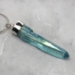 Aqua Aura Quartz Point Healing Crystal 925 Silver Pendant ~52mm