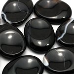 Banded Black Agate Thumb Stone ~40mm