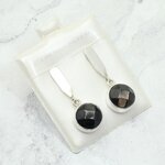 Black Mother of Pearl 925 Silver Drop Earrings ~34mm