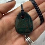 Bloodstone Pendant & Wax Cotton Cord ~40 x 31mm