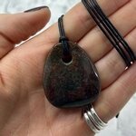 Bloodstone Pendant & Wax Cotton Cord ~40 x 32mm