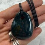 Bloodstone Pendant & Wax Cotton Cord ~43 x 33mm