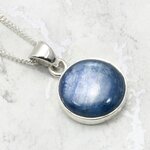 Blue Kyanite Round 925 Silver Pendant ~15mm