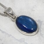 Blue Kyanite Oval 925 Silver Pendant ~15mm