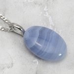 Blue Lace Agate Gemstone Pendant ~25mm