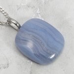 Blue Lace Agate Gemstone Pendant ~27mm