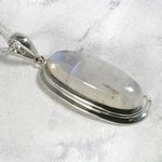 Blue Moonstone & Silver Oval Pendant  ~35mm