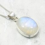 Moonstone Oval 925 Silver Pendant ~19mm