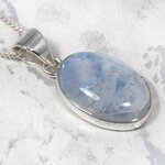 Blue Moonstone Oval 925 Silver Pendant ~19mm