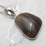 Botswana Agate & Silver Pendant ~23mm