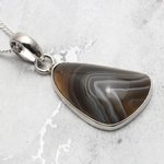 Botswana Agate & Silver Pendant ~24mm
