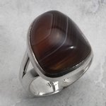 Botswana Agate & Silver Ring ~7.75 US / P- 0.5 UK